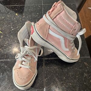 10.5 Toddler Girl Vans Kids High-Top Sneakers - Pink and White
